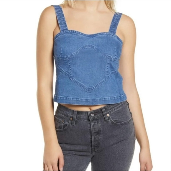 Vero Moda Denim Sandy Cutline Top Size XS - Picture 1 of 6